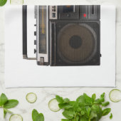 レトロのカセットプレーヤー音楽ヒップスターのステレオテープ キッチンタオル (折り畳み)