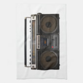 レトロのカセットプレーヤー音楽ヒップスターのステレオテープ キッチンタオル (縦)