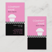 レトロのカップケーキのチェッカー 名刺 (正面/裏面)