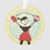レトロのカップケーキの主婦のパン屋のクリスマスのオーナメント オーナメント (正面)