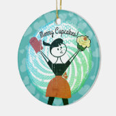レトロのカップケーキの主婦のパン屋のクリスマスのオーナメント セラミックオーナメント (左)