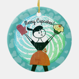 レトロのカップケーキの主婦のパン屋のクリスマスのオーナメント セラミックオーナメント