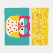 レトロのカラフルでカスタムなフクロウ フリースブランケット (正面(横))