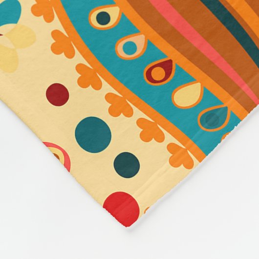 レトロのカラフルで美しいBohoのボヘミア人のペイズリー フリースブランケット (角)