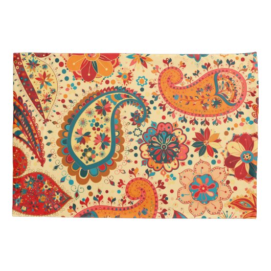 レトロのカラフルで美しいBohoのボヘミア人のペイズリー 枕カバー (裏面)