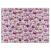 レトロのカラフルなフクロウの鳥パターン カッティングボード (正面)