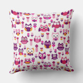 レトロのカラフルなフクロウの鳥パターン クッション (裏面)