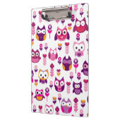 レトロのカラフルなフクロウの鳥パターン クリップボード (左)