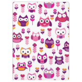 レトロのカラフルなフクロウの鳥パターン クリップボード (裏面)