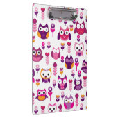 レトロのカラフルなフクロウの鳥パターン クリップボード (右)
