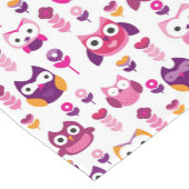 レトロのカラフルなフクロウの鳥パターン ショートテーブルランナー (コーナー)