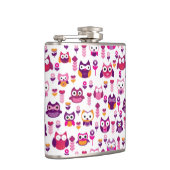 レトロのカラフルなフクロウの鳥パターン フラスク (右)