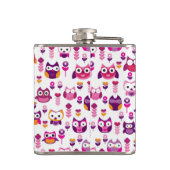 レトロのカラフルなフクロウの鳥パターン フラスク (裏面)