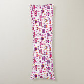 レトロのカラフルなフクロウの鳥パターン ボディピロー (正面縦)