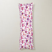 レトロのカラフルなフクロウの鳥パターン ボディピロー (裏面 (縦))