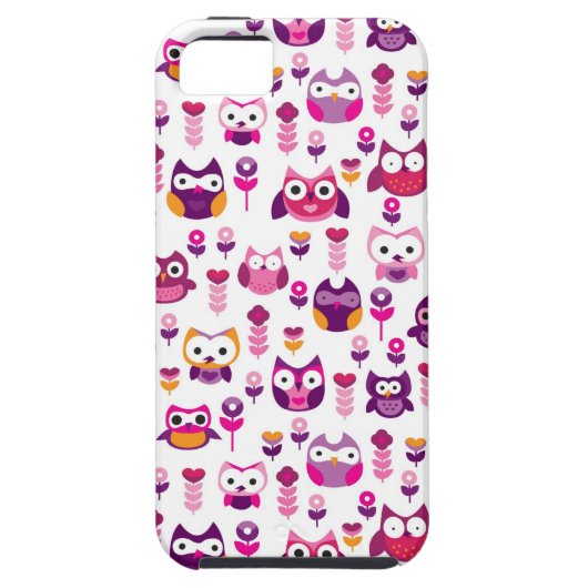 レトロのカラフルなフクロウの鳥パターン Case-Mate iPhoneケース (裏面)