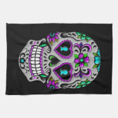 レトロのカラフルな砂糖のスカル キッチンタオル (横)