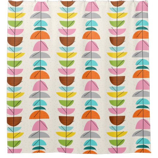 レトロのカラフルの巣のシャワー・カーテン シャワーカーテン (正面)