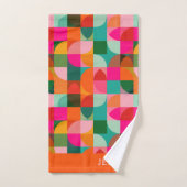 レトロのカラフル美的な幾何学模様の名前 バスタオルセット (ハンドタオル)