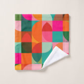 レトロのカラフル美的な幾何学模様の名前 バスタオルセット (ウォッシュタオル)