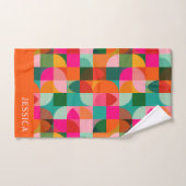 レトロのカラフル美的な幾何学模様の名前 バスタオルセット (ハンドタオル)