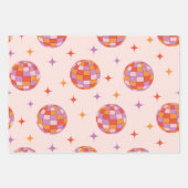 レトロのカラフルGroovy Discoボールパターン ラッピングペーパーシート (正面2)