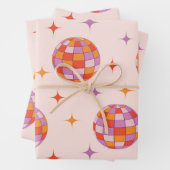 レトロのカラフルGroovy Discoボールパターン ラッピングペーパーシート (インサイチュ)