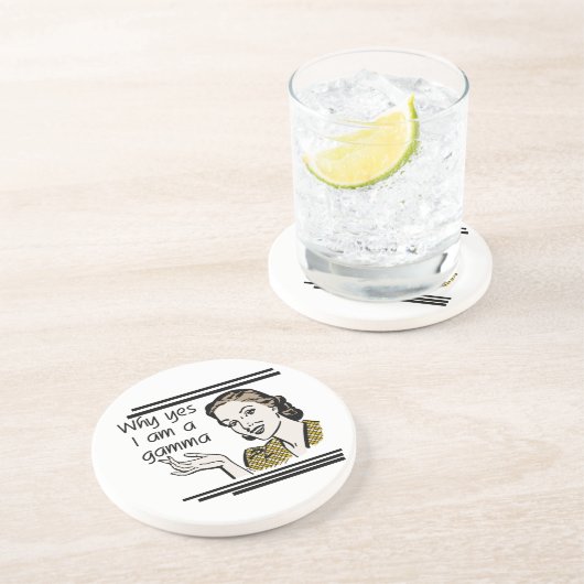 レトロのガンマのTシャツおよびギフト コースター (側面)