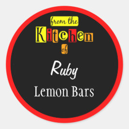 レトロのキッチンから赤の黒い編集可能 ラウンドシール