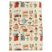 レトロのキッチンケーキとツール ミディアムペーパーバッグ (裏面)