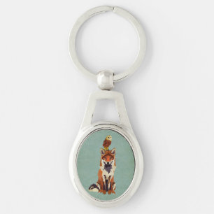レトロのキツネ及びフクロウKeychain キーホルダー