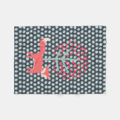 レトロのキツネ フリースブランケット (正面(横))