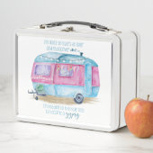 レトロのキャンピングカーのキャラバンの青|のピンク及び白いGlamper メタルランチボックス (インサイチュ)
