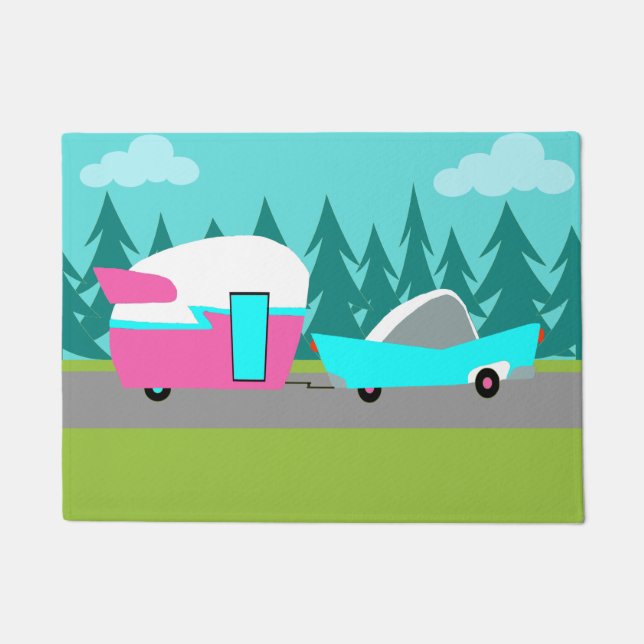 レトロのキャンピングカー/トレーラーおよび車のドアのマット ドアマット (正面)