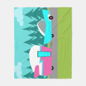 レトロのキャンピングカー/トレーラーおよび車のフリースブランケット フリースブランケット (正面)