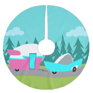 レトロのキャンピングカー/トレーラーおよび車の木のスカート ブラッシュドポリエステルツリースカート