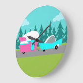 レトロのキャンピングカー/トレーラーおよび車の柱時計 ラージ壁時計 (傾斜)