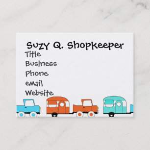レトロのキャンプのトレーラーのターコイズのオレンジヴィンテージ車 名刺