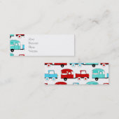 レトロのキャンプのトレーラーのターコイズの赤いヴィンテージ車 スキニー名刺 (正面/裏面)