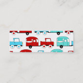 レトロのキャンプのトレーラーのターコイズの赤いヴィンテージ車 スキニー名刺 (裏面)