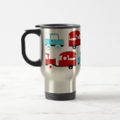 レトロのキャンプのトレーラーのターコイズの赤いヴィンテージ車 トラベルマグ (左)