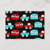 レトロのキャンプのトレーラーのターコイズの赤いヴィンテージRV 名刺 (裏面)