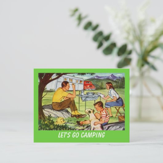 レトロのキャンプの再結集のヴィンテージのキャンピングカーの招待状 招待状 (スタンド正面)