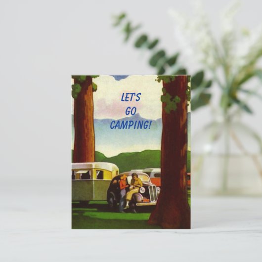 レトロのキャンプの再結集のヴィンテージのキャンピングカーの招待状 招待状 (スタンド正面)