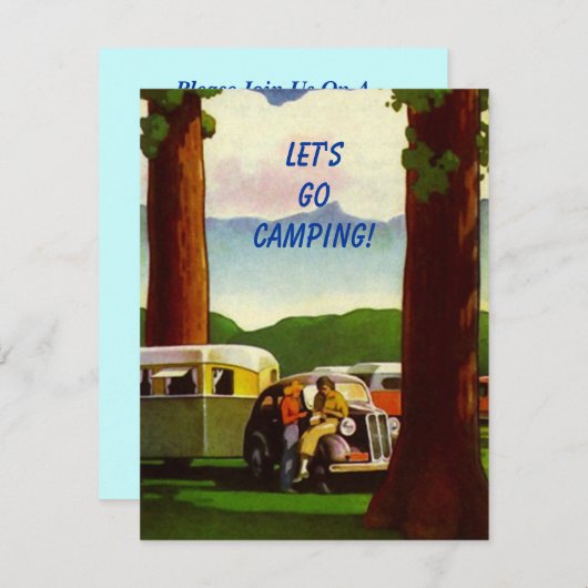 レトロのキャンプの再結集のヴィンテージのキャンピングカーの招待状 招待状 (正面/裏面)