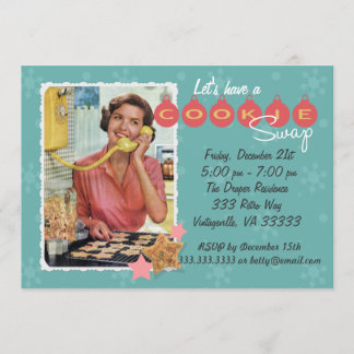 レトロのクッキーの交換の休日のパーティの招待状 招待状