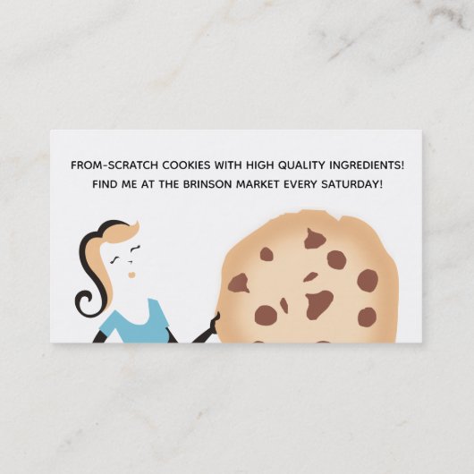 レトロのクッキーの女の子のベーキングのパン屋の名刺 名刺 (裏面)
