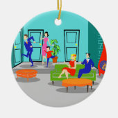 レトロのクラシックなテレビのクリスマスのオーナメント セラミックオーナメント (正面)