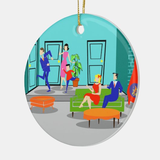 レトロのクラシックなテレビのクリスマスのオーナメント セラミックオーナメント (左)