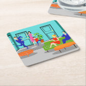 レトロのクラシックなテレビの紙のコースター スクエアペーパーコースター (アングル)